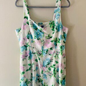 Old Navy Vintage Inspired Floral Sun Dress Linen Cotton Cruise Vacation XL
